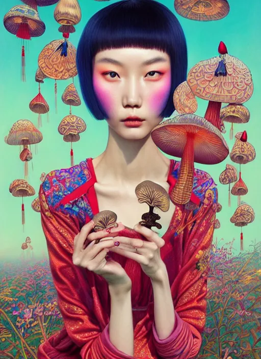 pretty chinese model with magic mushroom : : by | Stable Diffusion ...