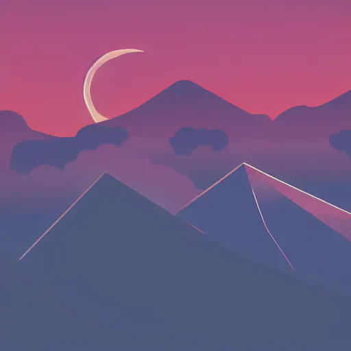 Image similar to aesthetic synthwave mountain between the clouds, moon, sharp focus, sharp, behance