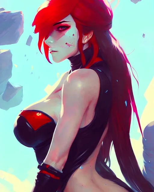 Prompt: a ultradetailed painting of katarina from league of legends by conrad roset, greg rutkowski and makoto shinkai trending on artstation