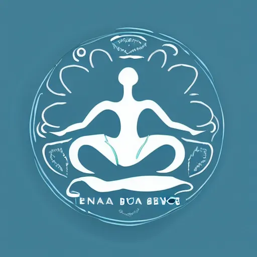 Prompt: logo for yoga service with text elena gladkaya behance blue