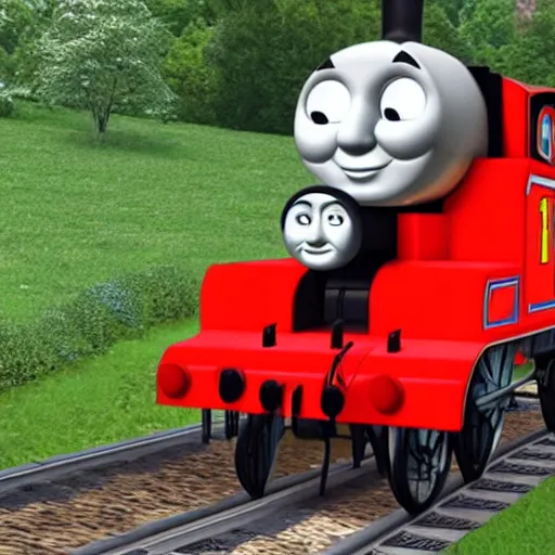 Image similar to thomas the tank engine in the trolley dillema