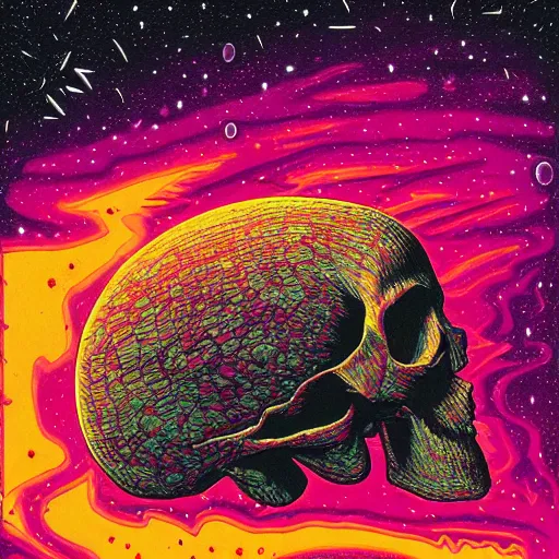 Image similar to ngc 3132 melting mysterious skull landscape by Casey Weldon, dan mumford 8k ultra high definition, upscaled, perfect composition , golden ratio, edge of the world, image credit nasa nat geo