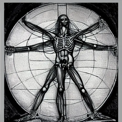 Image similar to The Vitruvian Man revisited by Giger