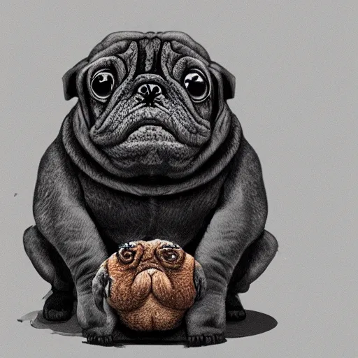 Image similar to A tardigrade with the eyes and mouth of a pug, national geographic-file-photograph, paywall-content, premium-award-winning, trending on artstation