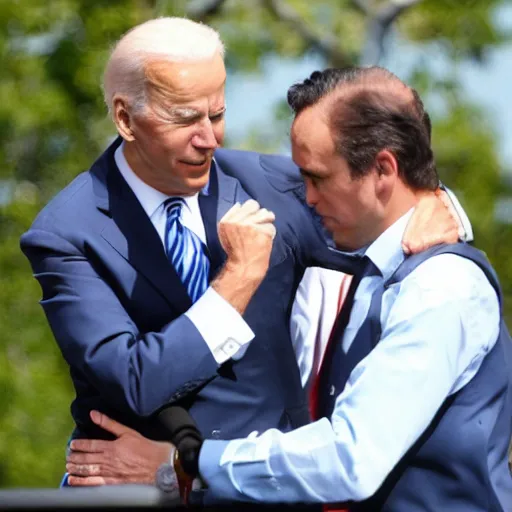 Image similar to joe biden fighting an ape