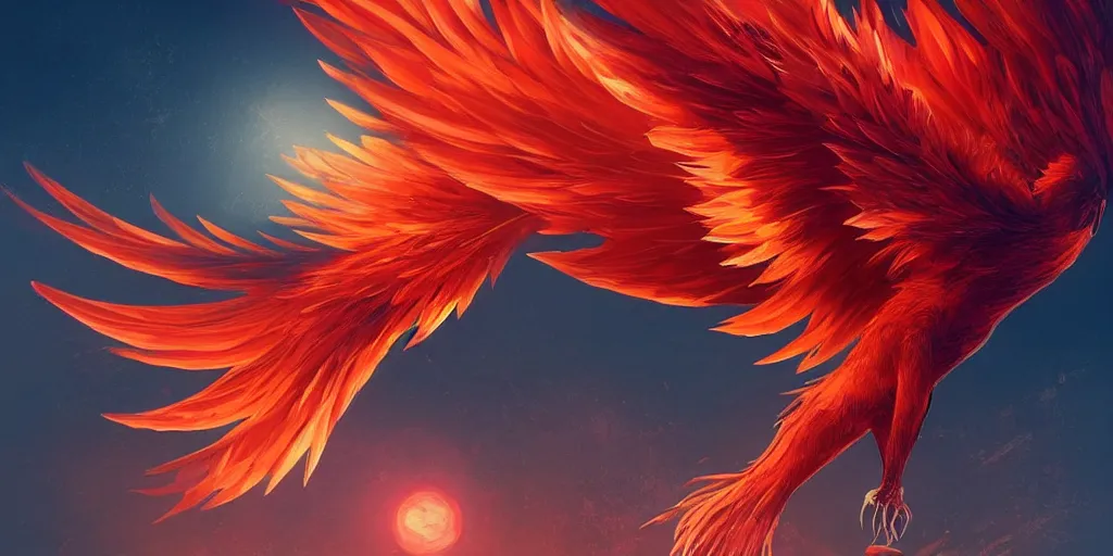 Prompt: artwork of a phoenix, gradient red orange, highly detailed, artstation, night black sky background, smooth illustration, digital art, unreal engine, ultra realistic, fine art, concept art