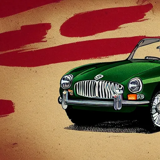 Prompt: illustration of a vintage mgb