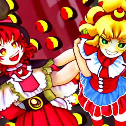 Prompt: Touhou screenshot of Ronald McDonald