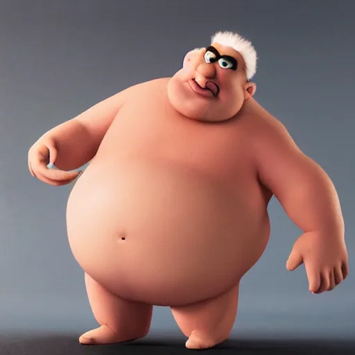 Image similar to claymation distorted fat man