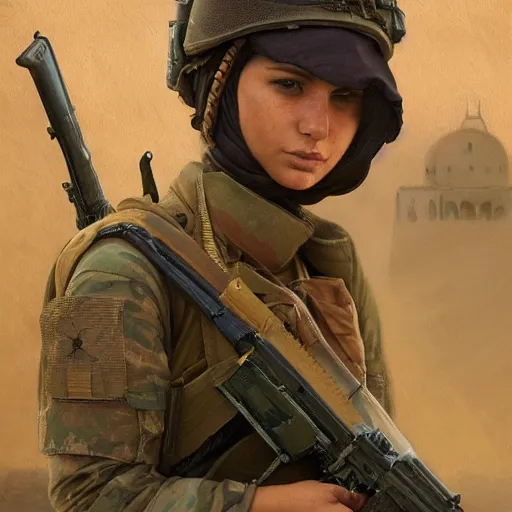 Image similar to beautiful YPJ soldier in the defense of Kobanî in the siege of Kobanî, detailed, centered, digital painting, artstation, concept art, donato giancola, Joseph Christian Leyendecker, Boris Vallejo, Breathtaking, 8k resolution, extremely detailed, beautiful, establishing shot, artistic, hyperrealistic, beautiful face, octane render