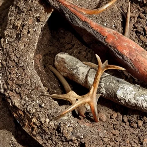 Prompt: N20 canister made of antler found among shamanic grave goods