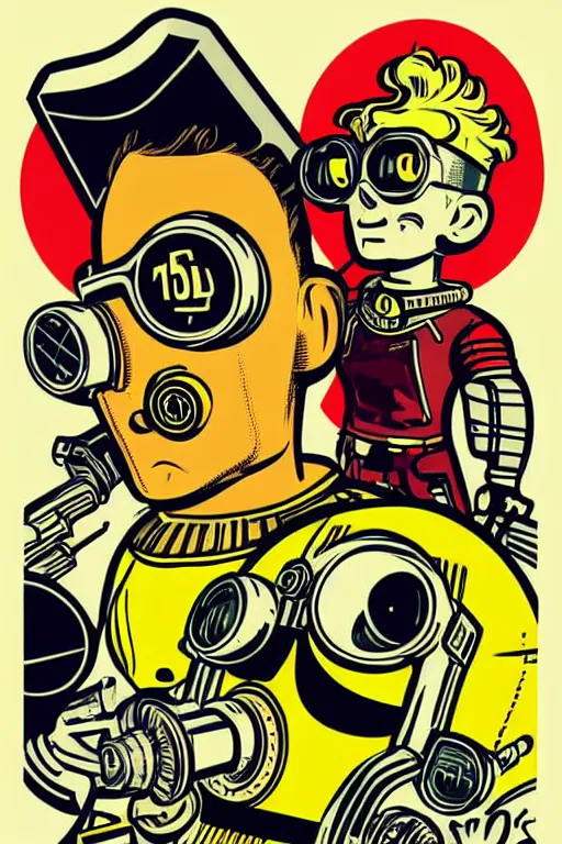 Image similar to fallout 7 6 retro futurist illustration art by butcher billy, sticker, colorful, illustration, highly detailed, simple, smooth and clean vector curves, no jagged lines, vector art, smooth andy warhol style