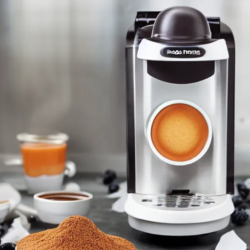 Prompt: k-cup pancake mix machine, product marketing photo
