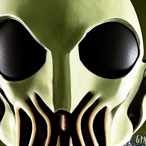 Image similar to General Grevious from Star Wars with demonic eyes close up