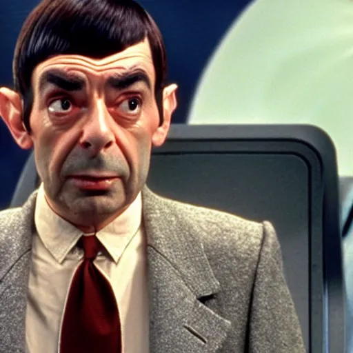 Image similar to Movie still of Mr. Bean as Spock from Star Trek