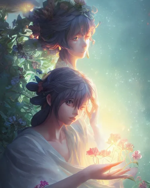 Prompt: the goddess of flowers, full shot, atmospheric lighting, detailed face, by makoto shinkai, stanley artgerm lau, wlop, rossdraws