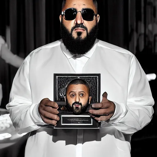 Image similar to dj khaled sadly looking at his empty hands, award winning candid photography