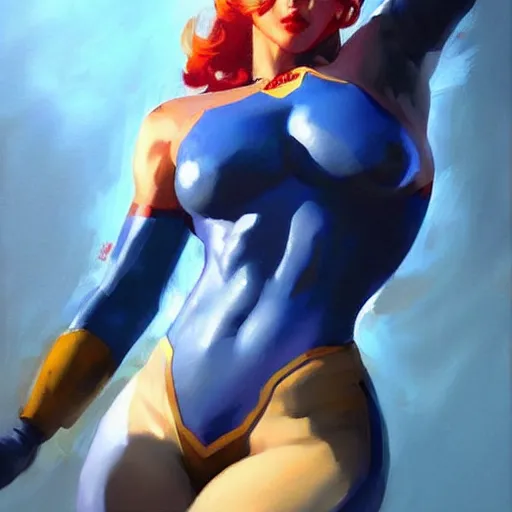 Image similar to Greg Manchess portrait painting of Mystique as Overwatch character, medium shot, asymmetrical, profile picture, Organic Painting, sunny day, Matte Painting, bold shapes, hard edges, street art, trending on artstation, by Huang Guangjian and Gil Elvgren and Sachin Teng