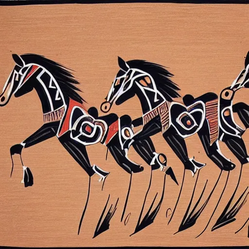 Image similar to horses on plains in Navajo art style