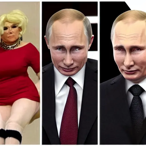 Image similar to Putin dressed in drag being flirty