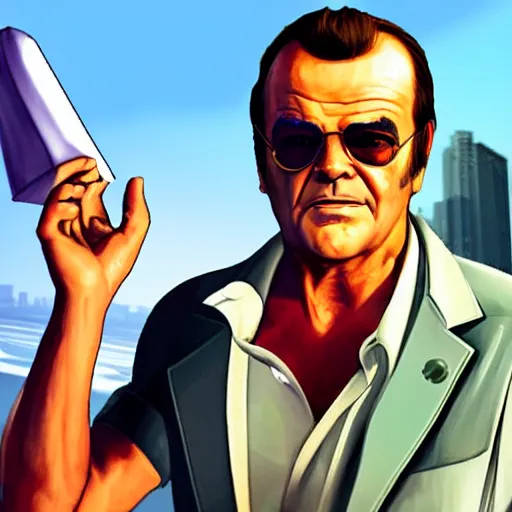 Image similar to jack nicholson in the style of gta 5