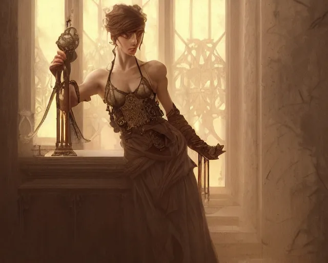 Prompt: photography of deborah turbeville, deep focus, d & d, fantasy, intricate, elegant, highly detailed, digital painting, artstation, concept art, matte, sharp focus, illustration, hearthstone, art by artgerm and greg rutkowski and alphonse mucha