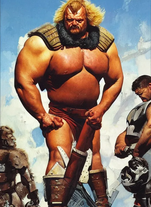 Prompt: full body and head portrait of Hafþór Júlíus Björnsson as juggernaut, dynamic action, painted by norman rockwell and phil hale and greg staples and tom lovell and frank schoonover and jack kirby