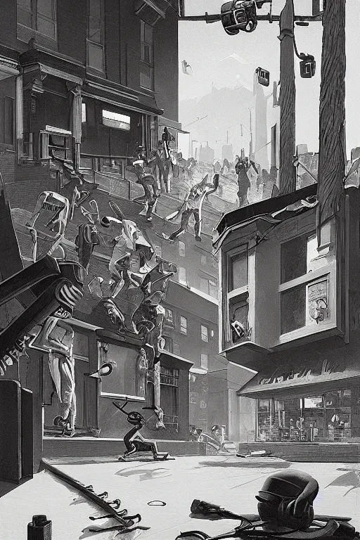 Image similar to a battle rap, a set of dj hiphop style on harlem street, Edward Hopper and James Gilleard, Zdzislaw Beksisnski, highly detailed