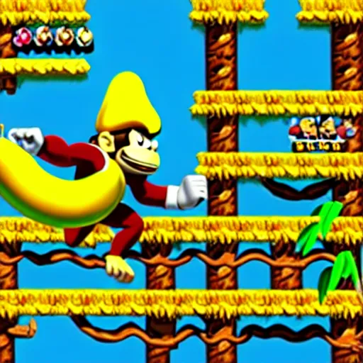 Image similar to Donkey Kong slips on a banana, Nintendo Power in-game screenshot