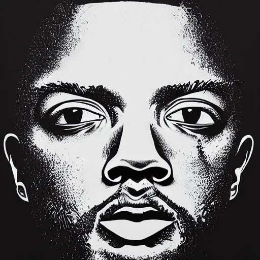 Prompt: kendrick lamar, portrait, meta by dan hillier, style of dan hillier