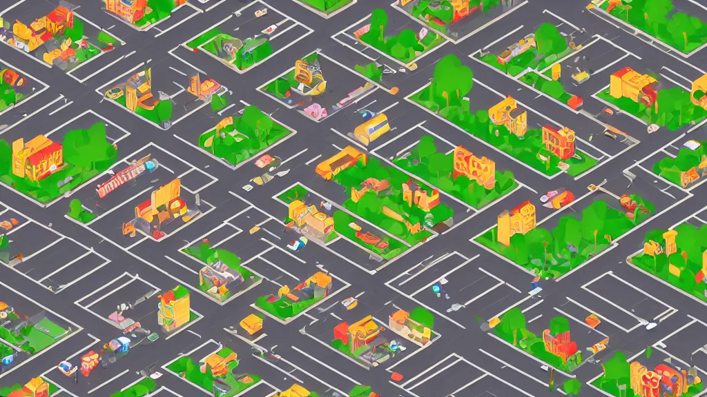 Image similar to avant - garde pushy isometric subway village / city setting