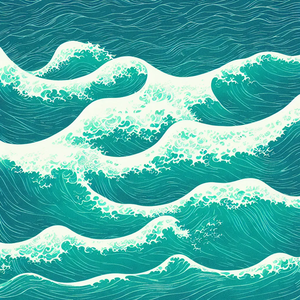 Image similar to ocean wave by victo ngai