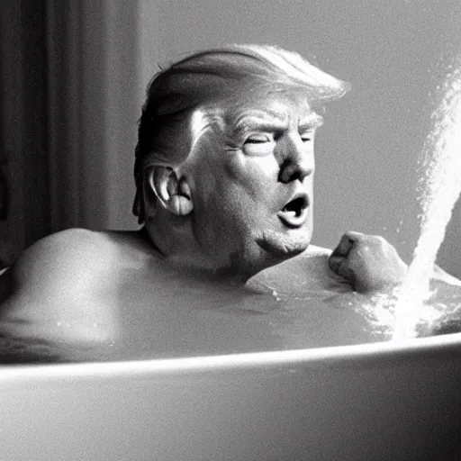 Image similar to donald trump having a bath while having a nightmare