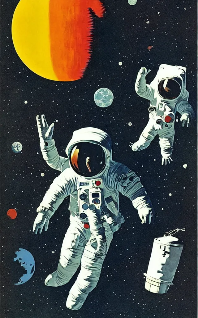 Image similar to Apollo 11. bauhaus art. retro comicbook art. dean ellis.