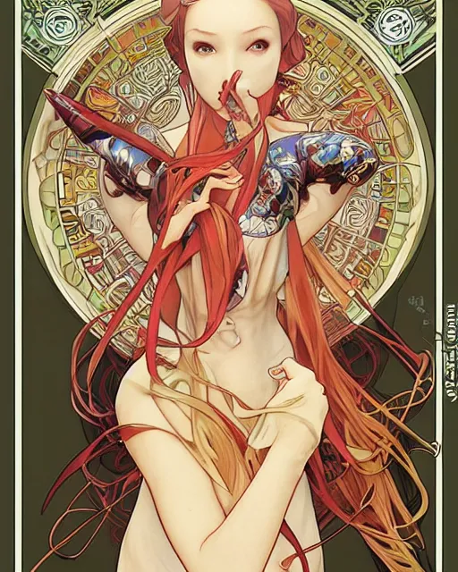 Image similar to intricate, epic composition, masterpiece, bold complimentary colors, by artgerm, range murata, alphonse mucha