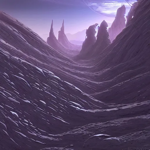 Image similar to alien landscape in the style of michael whelan and greg rutkowski