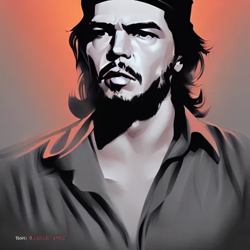 Prompt: che guevara by wlop and ross tran, illustration, in the style of guerrillero heroico, high quality