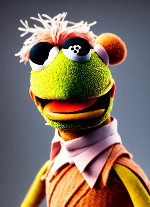 Image similar to studio portrait still of muppet!!!!! gordon freeman!!!!!! as a muppet muppet as a muppet, 8 k, studio lighting, key light,