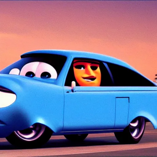 Image similar to car jesus christ dressed up like a car, as a car from the movie pixar's cars 2,