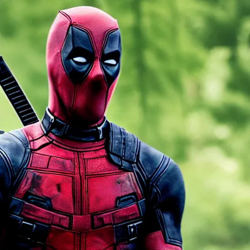 Image similar to deadpool in the walking dead 4 k detailed super realistic