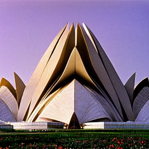 Prompt: futuristic lotus temple space station with gold, red and white marble panels, by buckminster fuller and syd mead, intricate contemporary architecture, photo journalism, photography, cinematic, national geographic photoshoot