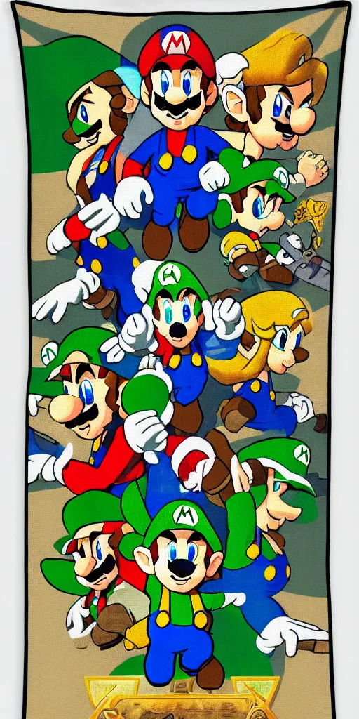 Image similar to Tapestry, Mario, Zelda, Link, Wind Waker, Luigi, Gannon