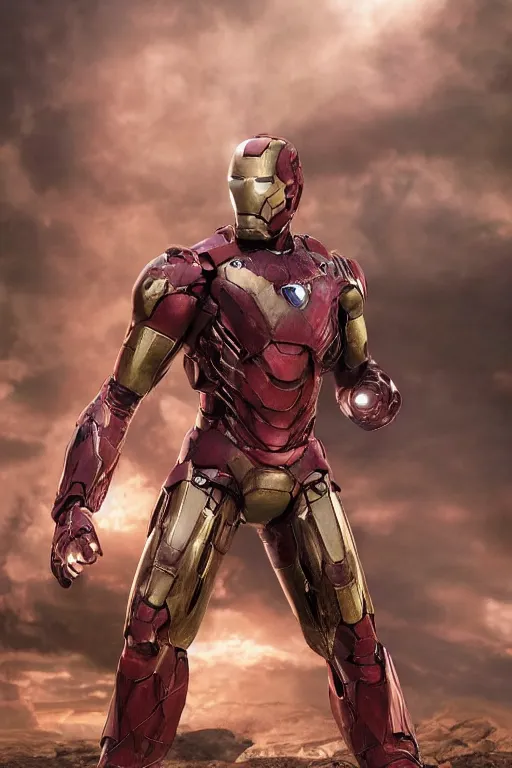 Image similar to ryan reynolds in a damaged and broken iron man suit, cinematic, volumetric lighting, f 8 aperture, cinematic eastman 5 3 8 4 film, photorealistic