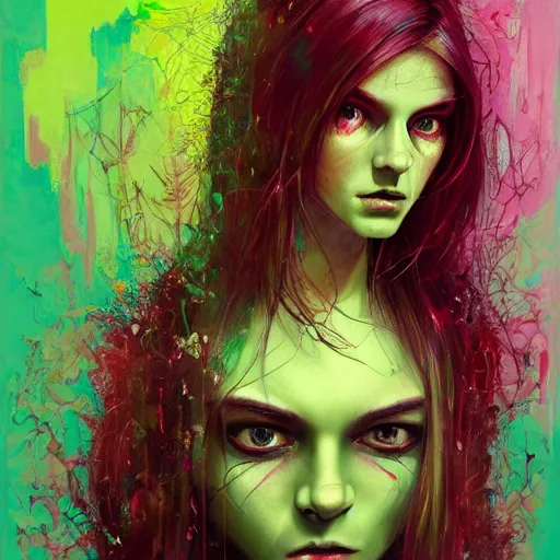 Prompt: a Demon Slayer portrait of Jamie Savile, tall, pale-skinned, slender with lime green eyes and long eyelashes by Stanley Artgerm, Tom Bagshaw, Arthur Adams, Carne Griffiths, trending on Deviant Art, street art, face enhance, chillwave, maximalist, full of color, glittering
