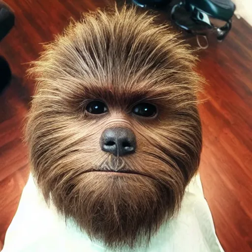 Prompt: A shaved wookie, hairless