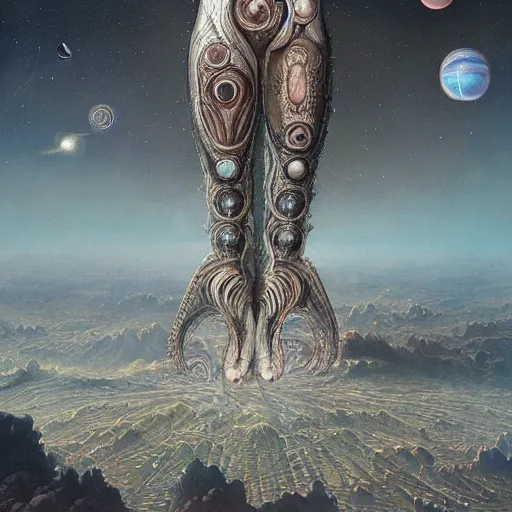 Prompt: artistic depiction of the universe as a simulation, rnst haeckel, artgerm, greg rutkowski, h. r. giger and zdislaw beksinski, trending on artstation