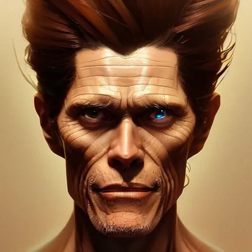 Prompt: beautiful natural willem Dafoe intricate, elegant, highly detailed, digital painting, artstation, concept art, smooth, sharp focus, illustration, art by artgerm and greg rutkowski and alphonse mucha and loish and WLOP