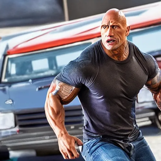 Image similar to a still of dwayne johnson in the movie hotwheels acceleracers