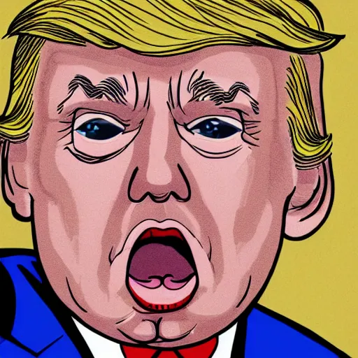 Prompt: a close - up portrait of donald trump as a big baby by chris ware