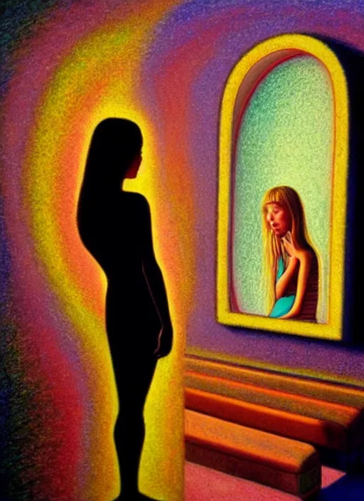 A beautiful girl surrounded by crystalline light in stable diffusion